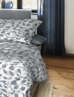 Irisette Feinbiber Bettwäsche Koala 155x220 Blätter blau petrol natur 8588-20