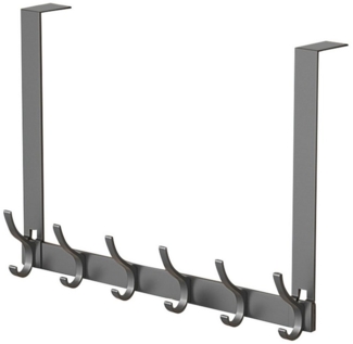 MODFU Türhaken Türgarderobe Türhakenleiste Tür Metall Kleiderhaken, Kinderzimmer, Badezimmer, Wohnzimmer, Küche, Tür, Haustür, (mit 6 Haken, 1-St, zum Einhängen universell platzsparend Ohne Bohren), aus Aluminiumlegierung bis 20KG