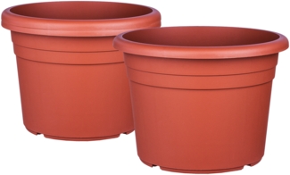 BigDean 3x Blumentopf Ø 15 cm Farbe Terrakotta Kunststoff Pflanztopf Containertopf Übertopf Pflanzkübel rund 15 x 11 cm