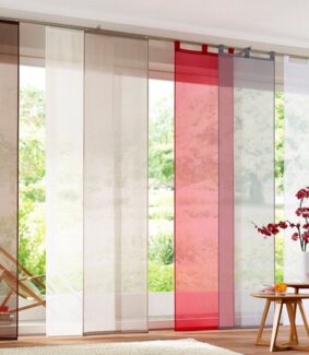 my home Schiebegardine Xanten, Klettband (2 St), transparent, Voile, 2-er Set, mit Befestigungszubehör, Breite 57 cm, Raumteiler, modern