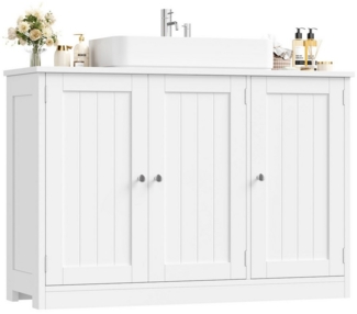 Homfa Waschbeckenunterschrank Unterschrank Badezimmerschrank mit 3 Türen, Breite 90 cm, 2 verstellbaren Ablagen