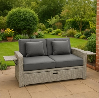 Bellavista Begur Garten Multifunktionssofa, Polyrattan, grau, für 2 Personen