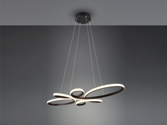 Große LED Pendelleuchte FLY geschwungen Schwarz, Breite 83cm