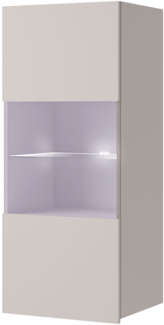 Hängevitrine Calabrini BR05 (Farbe: Cashmere, mit blauer LED Beleuchtung)