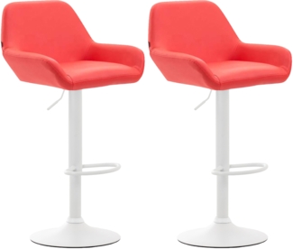 DELUKE® Barhocker 2er Set DUBLIN - Rot, Kunstleder, Weiß Barhocker mit Lehne Barstuhl Tresenhocker Tresenstuhl Kneipenhocker Kneipenstuhl
