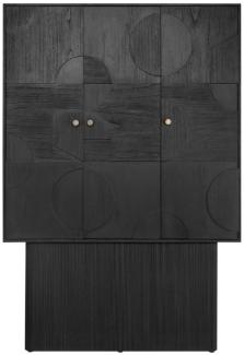 Casa Padrino Luxus Designer Schrank Schwarz 130 x 45 x H. 190 cm - Massivholz Regalschrank mit 3 Türen - Schlafzimmer Schrank - Wohnzimmer Schrank - Büro Schrank - Luxus Möbel