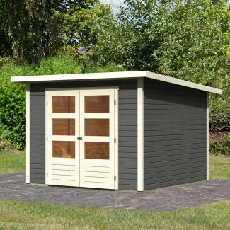 Karibu Holz Gartenhaus "Stockach 4", terragrau, 2,5x2,5 m (B x T),ohne Anbaudach