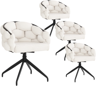 Merax Samtstühle(4 st), 4er-set Drehstuhl, 360° drehbar, Polsterstühle, Esszimmerstühle mit Rückenlehne, Ergonomischer Stuhl, Bubble Stühle, Beige