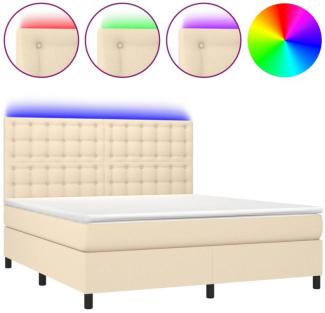 Boxspringbett mit Matratze & LED Stoff Creme 180 x 200 cm, Härtegrad: H2 [3135218]