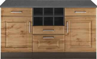 KOCHSTATION Unterschrank KS-Stockholm 150 cm breit, hochwertige MDF-Fronten mit Fräsung, viel Stauraum