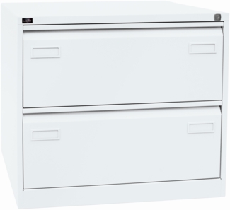 Bisley LIGHT Hängeregistraturschrank, doppelbahnig, DIN A4, 2 HR-Schubladen, Farbe verkehrsweiß