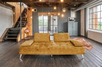 KAWOLA Schlafsofa WIOLO Velvet cognac - Bequeme Liegefläche - Gästebett, Modernes Daybed mit Kissen, Schlafcouch, Wohnzimmer Sofa
