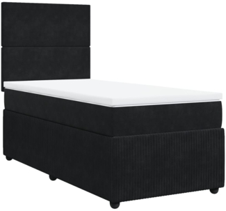 vidaXL Boxspringbett mit Matratze Schwarz 90x200 cm Samt 3292234