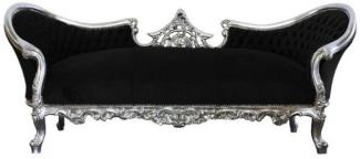 Casa Padrino Barock Sofa Vampire Schwarz / Silber - Limited Edition - Lounge Couch