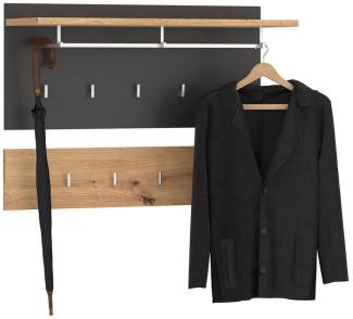 CARO-Möbel Wandgarderobe BILBAO, Wandgarderobe Garderobenpaneel Flurgarderobe Artisan Eiche Kosmos Grau