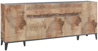 Dmora Kommode Amour, 6-türiges Küchen-Sideboard, Wohnzimmer-Buffet, 100 % Made in Italy, 200 x 40 x 82 cm, Schiefer und Ahorn,