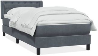 vidaXL Boxspringbett mit Matratze Dunkelgrau 80x210 cm Samt 3318430