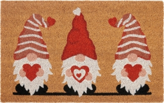 HANSE Home Fußmatte Kokos Gnome Heart, Türmatte, rechteckig, Höhe: 15 mm, Schmutzfangmatte, Rutschfest, Outdoor, Weihnachten, Kokosmatte, Zwerg