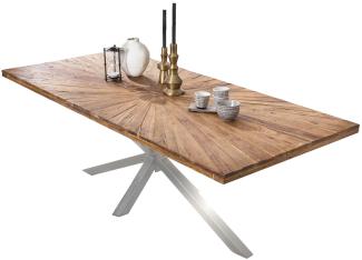 Tisch 240 x 100 x 79 cm Teak und Metall Silber