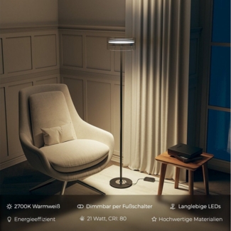 Neona LED Stehlampe THEIA Schwarz / Chrom, LED fest integriert, Warmweiß