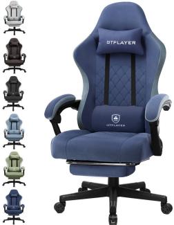 GTPLAYER Gaming-Stuhl Ergonomischer Gaming Sessel Schreibtischstuhl Gamer Stuhl aus Stoff, Federsitzkissen mit Fußstütze