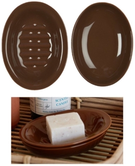 Ib Laursen - Seifenschale 2-tlg. mit Ablaufschale Keramik Braun Retro 1970-14