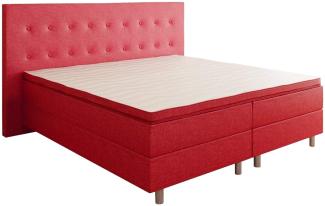 Best For You Boxspringbett Rio Barcelona Rot 5-Zonen mit Visco Topper H3 First Class Bett in verschiedenen Größen 100x200