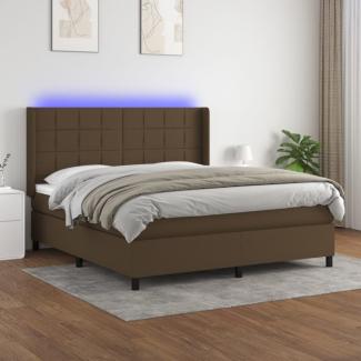 vidaXL Boxspringbett mit Matratze & LED Dunkelbraun 180x200 cm Stoff, Härtegrad: H2 [3138336]