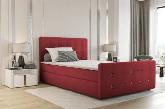 Boxspringbett Schlafzimmerbett MARKOS 200x200cm Stoff Soro Rot inkl. Topper