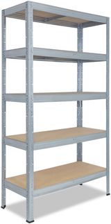 shelfplaza PRO 180x80x60 cm Schwerlastregal in grau-verzinkt mit 5 Böden und 200 kg Traglast pro Boden