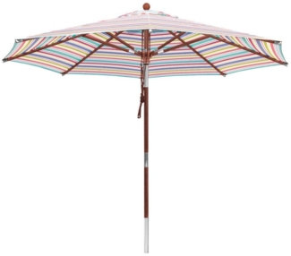 anndora-sonnenschirm Sonnenschirm 3 Meter rund Gestreift 7 Farben, waschbarer witterungsbeständiger Stoff - Seilzug Öffnungsmechanik