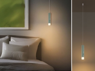 Akku Hängelampe Grün, dimmbar, abnehmbarer Leuchtenkopf Ø 3,8cm