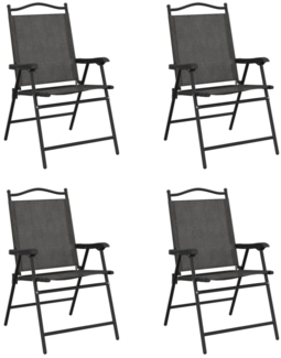 vidaXL Klappbare Gartenstühle 4 Stk. Graumeliert Stahl und Textilene 3157287