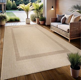 OTTO home Teppich Venedig Bordüre auch als Läufer erhältlich, rechteckig, Höhe: 3 mm, In- und Outdoor geeignet, Sisal-Optik, Wetterfest & UV-beständig