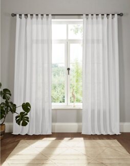 andas Vorhang Elby 1, Schlaufen (1 St), halbtransparent, Jacquard, transparent, basic, monochrom, bis 295 cm Länge