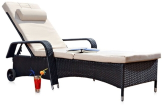 Feel2Home Gartenliege Sonnenliege Polyrattan Gartenlounge Liegestuhl Balkon versch. Farben, Mehrfach verstellbar