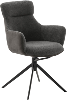 2er Set Sesselstuhl Pelion, 360° drehbar - Anthrazit / Schwarz