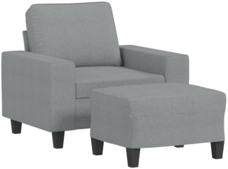 vidaXL Sessel mit Hocker Hellgrau 60 cm Stoff 3201143