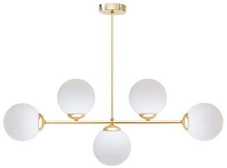 Licht-Erlebnisse Deckenleuchte DEKUT, ohne Leuchtmittel, Glas Metall in Gold Weiß E27 Kugel Schirm Modern