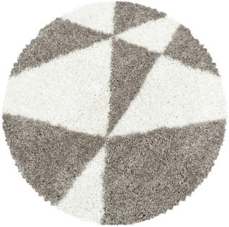 Hochflor Teppich Tarra rund - 120 cm Durchmesser - Beige