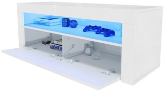 SONNI TV-Schrank TV Lowboard 120 x 40 x 45 Weiß Hochglanz mit LED-Beleuchtung 12 Led Farben sideboards