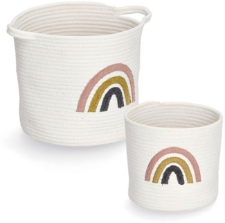 Zeller Present Aufbewahrungskorb Rainbow (Set, 2 St), Aufgestickter Regebogen
