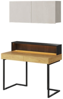 Schreibtischkombination Teen Flex 3-teilig Hickory Natur betonfarben Raw Steel