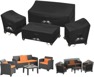 Kovshuiwe Terrassenmöbelabdeckung 420D wasserdicht Schwarz 4-teilig