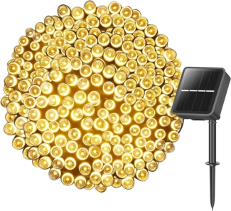 Tukrool LED-Lichterkette Solar-Lichterkette für den Außenbereich, wasserdicht mit 8 Lichtmodi, Warmweißes Licht