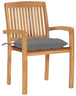 Stapelbare Gartenstühle mit Kissen 8 Stk. Massivholz Teak