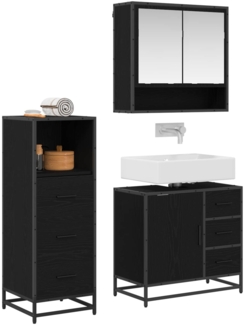 vidaXL Badezimmermöbel-Set 3 pcs Schwarz Eichen-Optik Holzwerkstoff 3402334