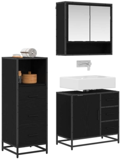 vidaXL Badezimmermöbel-Set 3 pcs Schwarz Eichen-Optik Holzwerkstoff 3402334