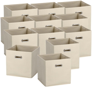 12 Aufbewahrungsboxen mit Griff, Vlies - Beige