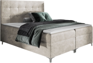 Boxspringbett 'Sokore', beige, 140x200 cm